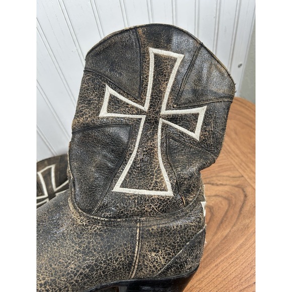 Old Gringo Womens 9B Brown Distressed Leather Cross Cowboy Boots - Picture 7 of 7